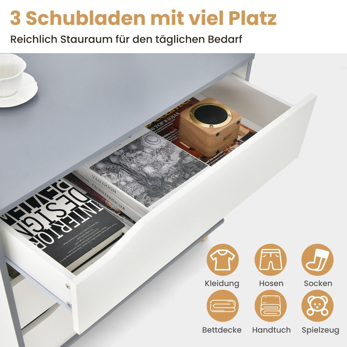 Moderne Kommode Mit Schubladen Sideboard Schubladenschrank Für Schlafzimmer & Garderobe Weiß