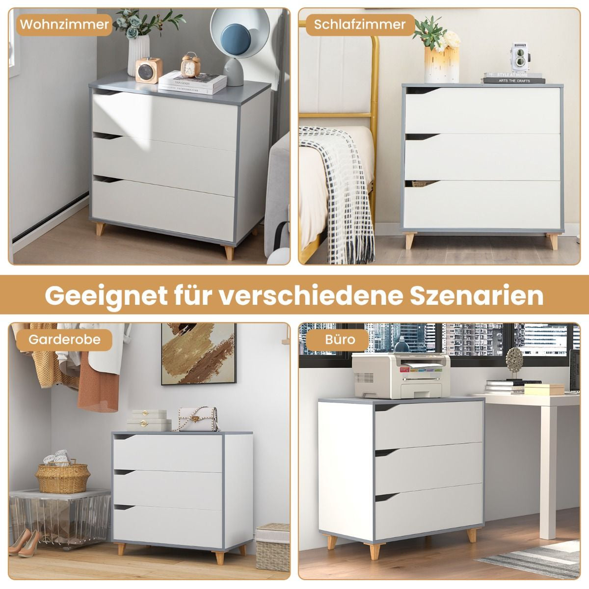 Moderne Kommode Mit Schubladen Sideboard Schubladenschrank Für Schlafzimmer & Garderobe Weiß