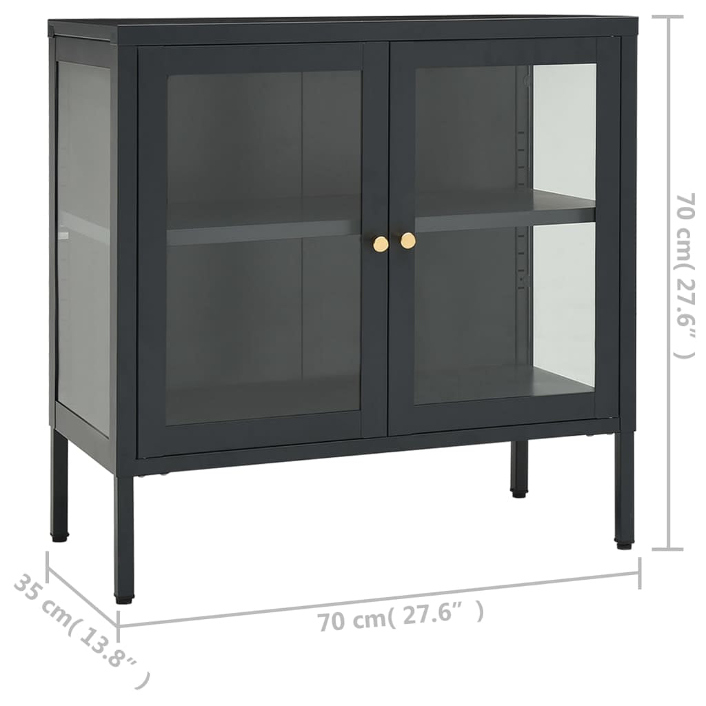 Sideboard 70X35X70Cm Stahl Glas Kommode Beistellschran