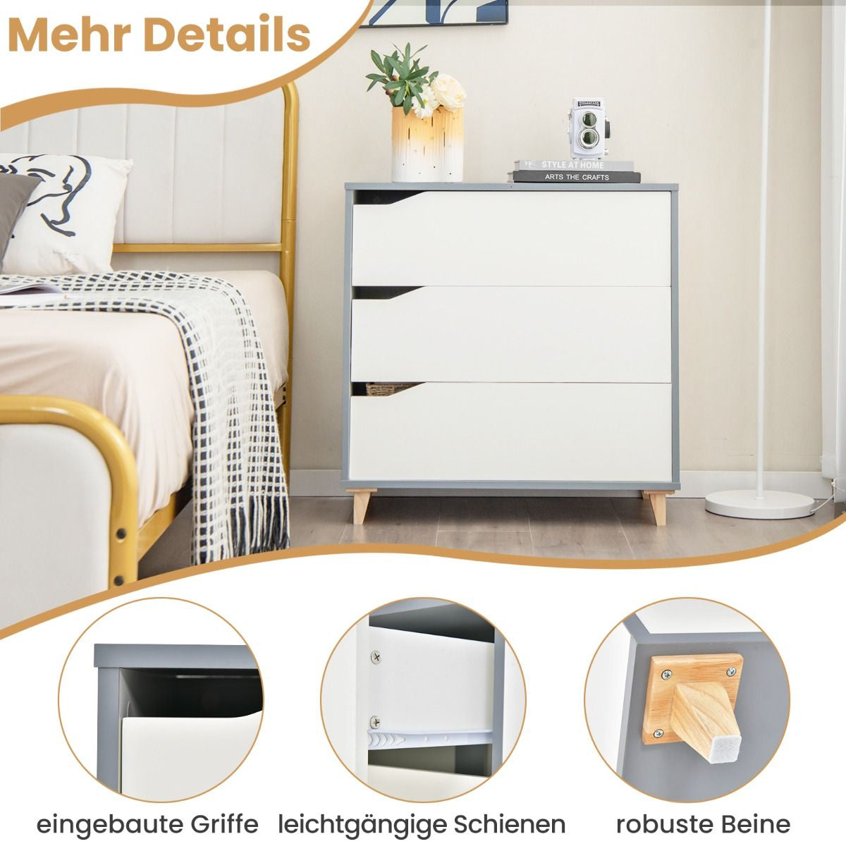 Moderne Kommode Mit Schubladen Sideboard Schubladenschrank Für Schlafzimmer & Garderobe Weiß