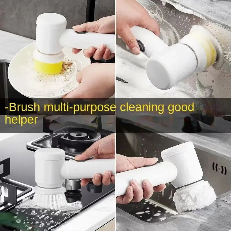 5IN1 Electric Cleaning Brush Electric Spin Cleaning Scrubber Electric Cleaning Tools Parlour Kitchen Bathroom Cleaning Gadgets