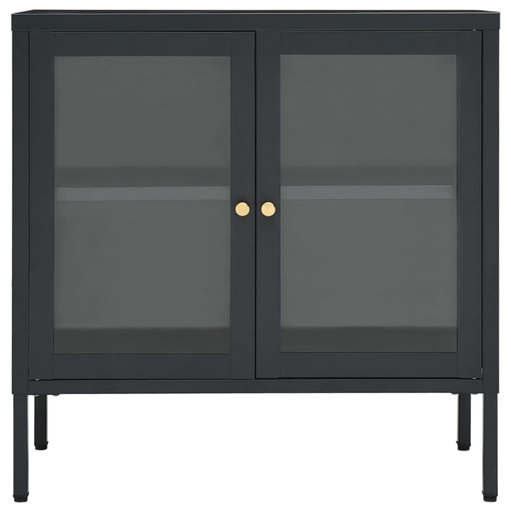 Sideboard 70X35X70Cm Stahl Glas Kommode Beistellschran