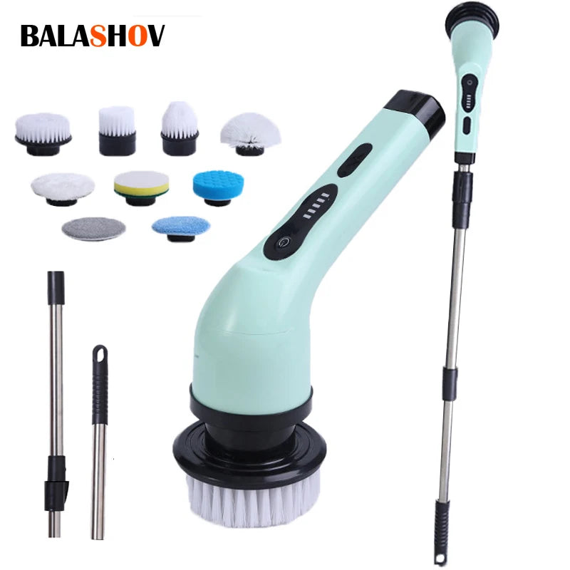 9-In-1 Electric Cleaning Brush Electric Spin Cleaning Scrubber Electric Cleaning Tools Parlour Kitchen Bathroom Cleaning Gadgets