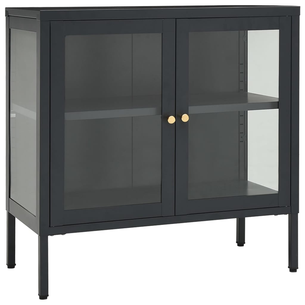 Sideboard 70X35X70Cm Stahl Glas Kommode Beistellschran